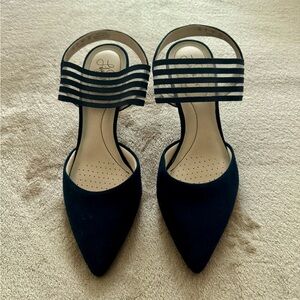 Blue Navy Striped Women's Shoes